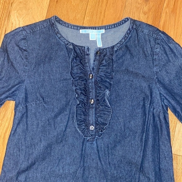 Draper James Chambray Ruffle Shift Dress, size 4, good used condition - Picture 6 of 9